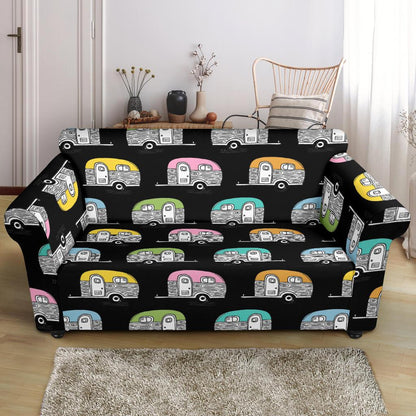 Camper Pattern Camping Themed No 2 Print Loveseat Slipcover-JTAMIGO.COM