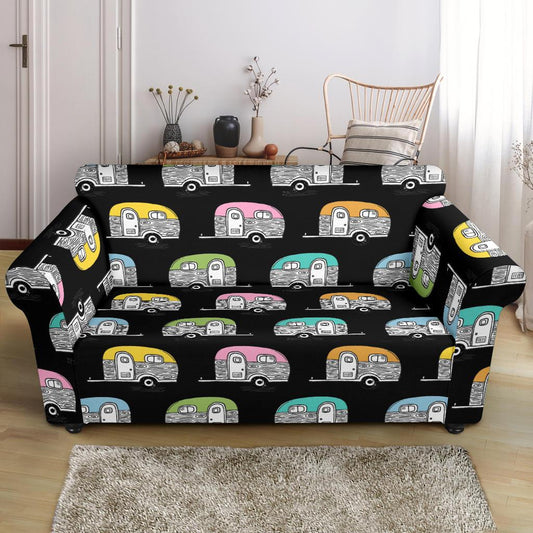 Camper Pattern Camping Themed No 2 Print Loveseat Slipcover-JTAMIGO.COM