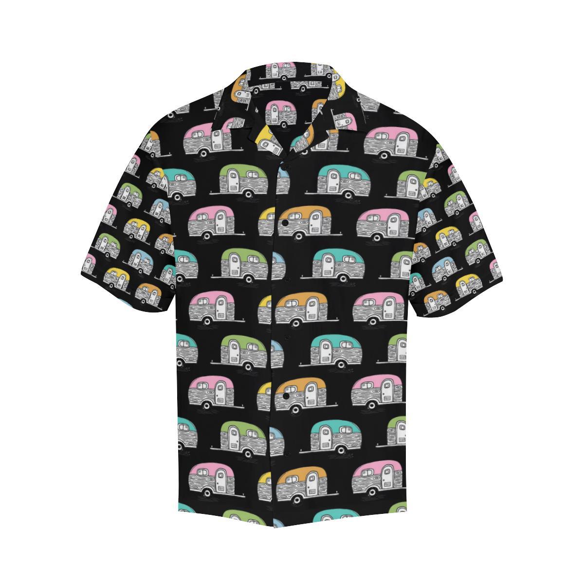 Camper Pattern Camping Themed No 2 Print Men Aloha Hawaiian Shirt