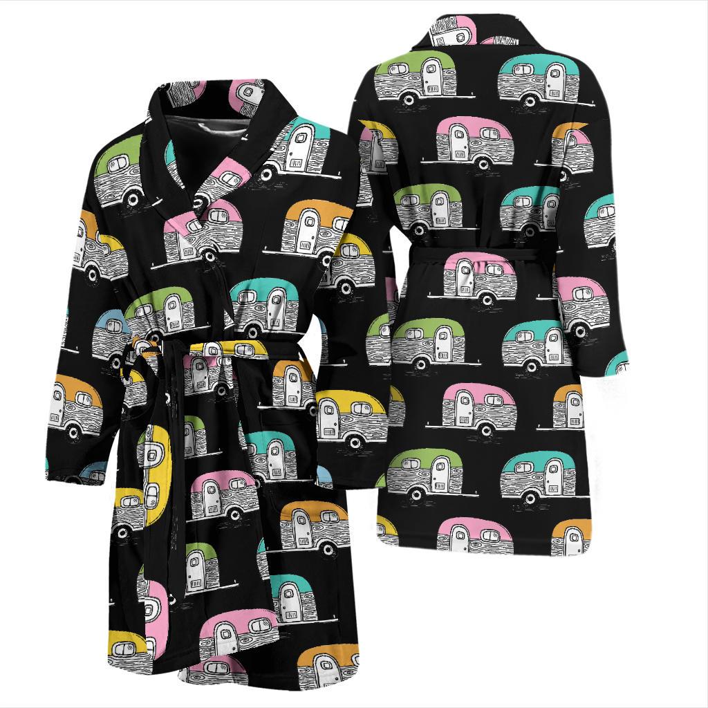Camper Pattern Camping Themed No 2 Print Men Bath Robe-JTAMIGO.COM
