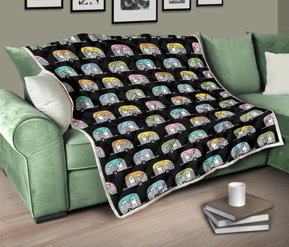 Camper Pattern Camping Themed No 2 Print Premium Quilt-JTAMIGO.COM