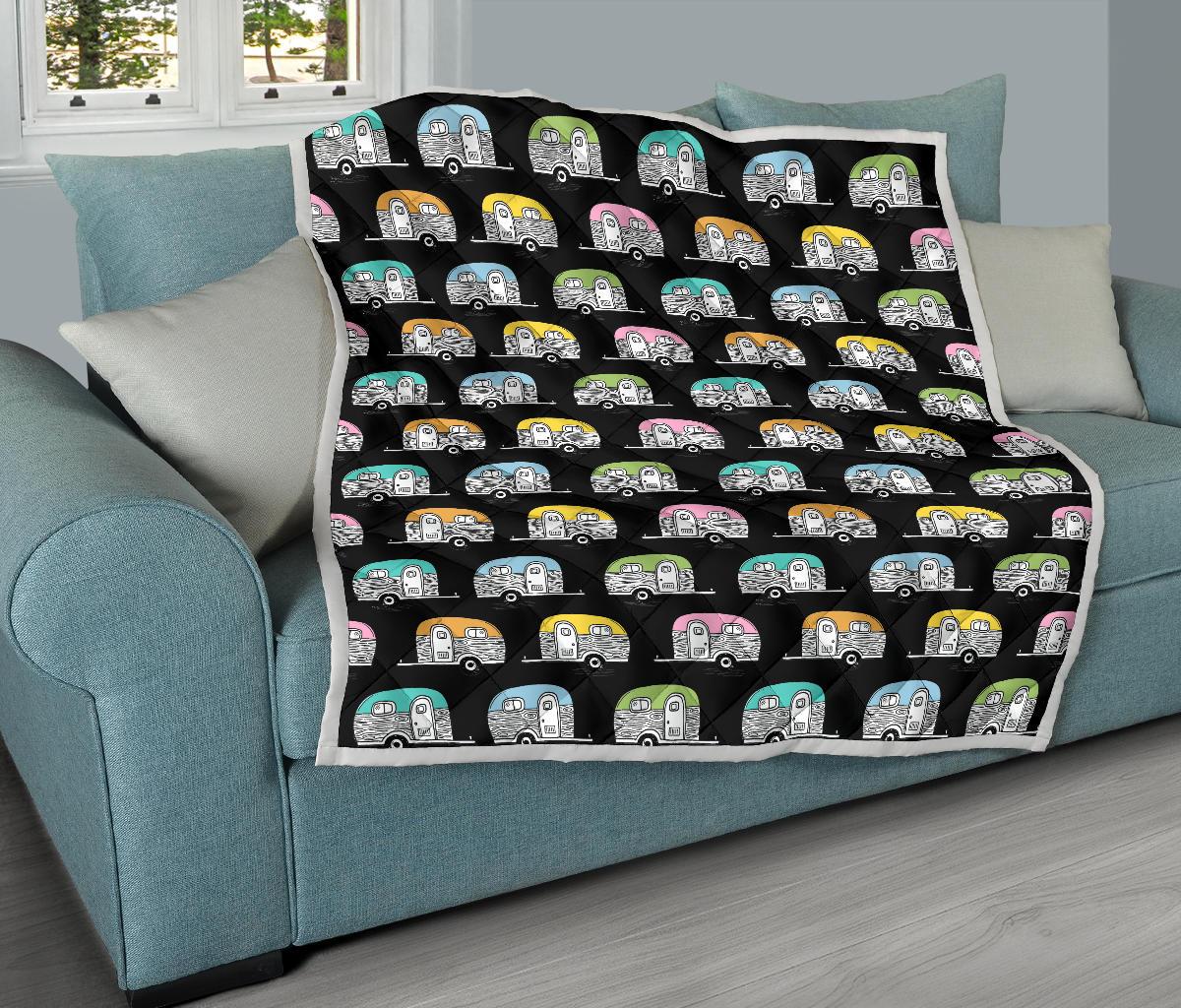 Camper Pattern Camping Themed No 2 Print Premium Quilt-JTAMIGO.COM