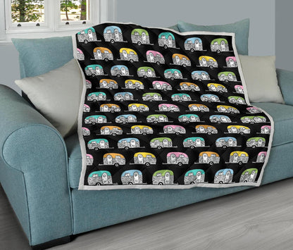 Camper Pattern Camping Themed No 2 Print Premium Quilt-JTAMIGO.COM