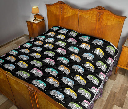 Camper Pattern Camping Themed No 2 Print Premium Quilt-JTAMIGO.COM