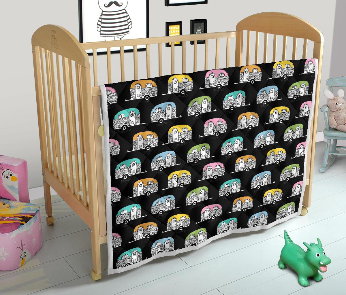 Camper Pattern Camping Themed No 2 Print Premium Quilt-JTAMIGO.COM