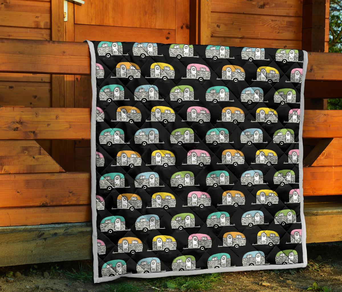 Camper Pattern Camping Themed No 2 Print Premium Quilt-JTAMIGO.COM