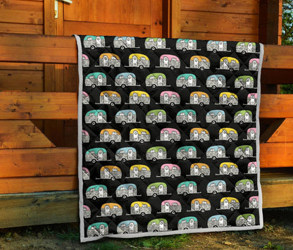 Camper Pattern Camping Themed No 2 Print Premium Quilt-JTAMIGO.COM