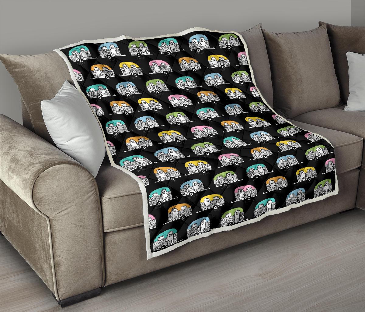 Camper Pattern Camping Themed No 2 Print Premium Quilt-JTAMIGO.COM