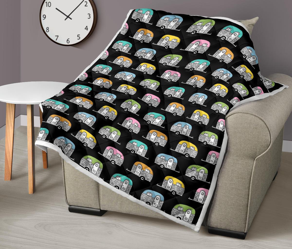 Camper Pattern Camping Themed No 2 Print Premium Quilt-JTAMIGO.COM