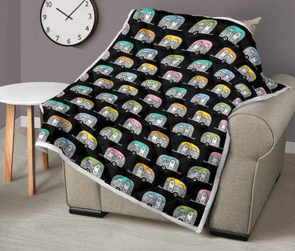 Camper Pattern Camping Themed No 2 Print Premium Quilt-JTAMIGO.COM