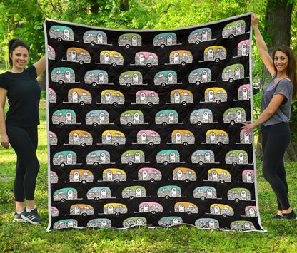 Camper Pattern Camping Themed No 2 Print Premium Quilt-JTAMIGO.COM