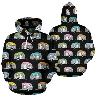 Camper Pattern Camping Themed No 2 Print Pullover Hoodie