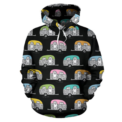 Camper Pattern Camping Themed No 2 Print Pullover Hoodie