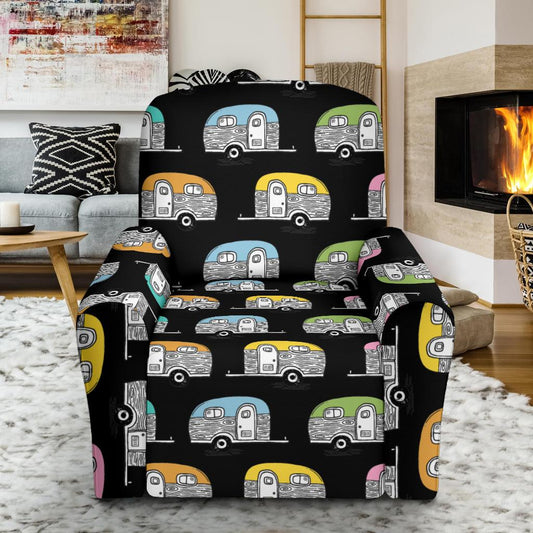 Camper Pattern Camping Themed No 2 Print Single Sofa Slipcover -JTAMIGO.COM