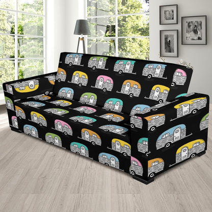 Camper Pattern Camping Themed No 2 Print Sofa Slipcover-JTAMIGO.COM