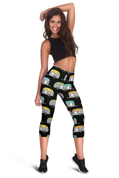 Camper Pattern Camping Themed No 2 Print Women Capris