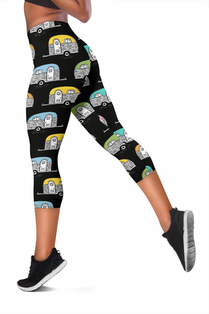 Camper Pattern Camping Themed No 2 Print Women Capris