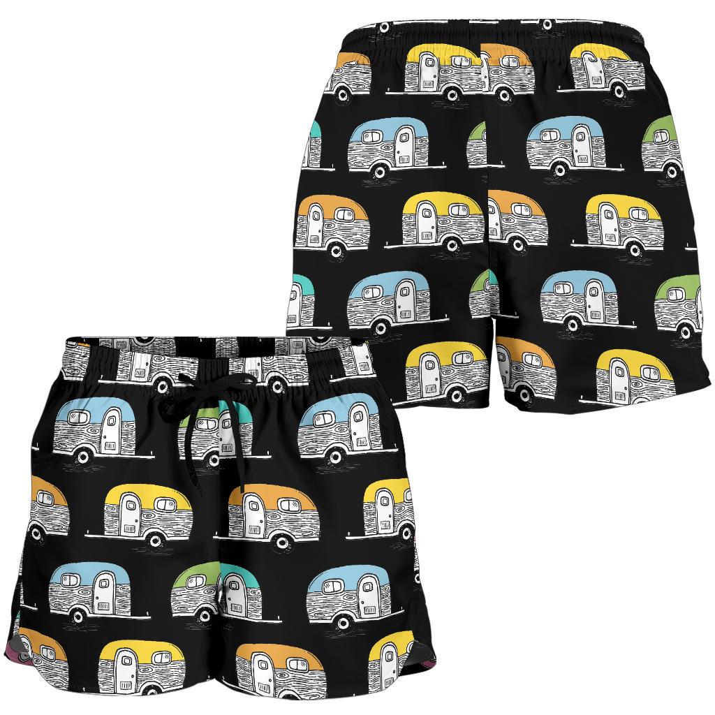 Camper Pattern Camping Themed No 2 Print Women Shorts-JTAMIGO.COM