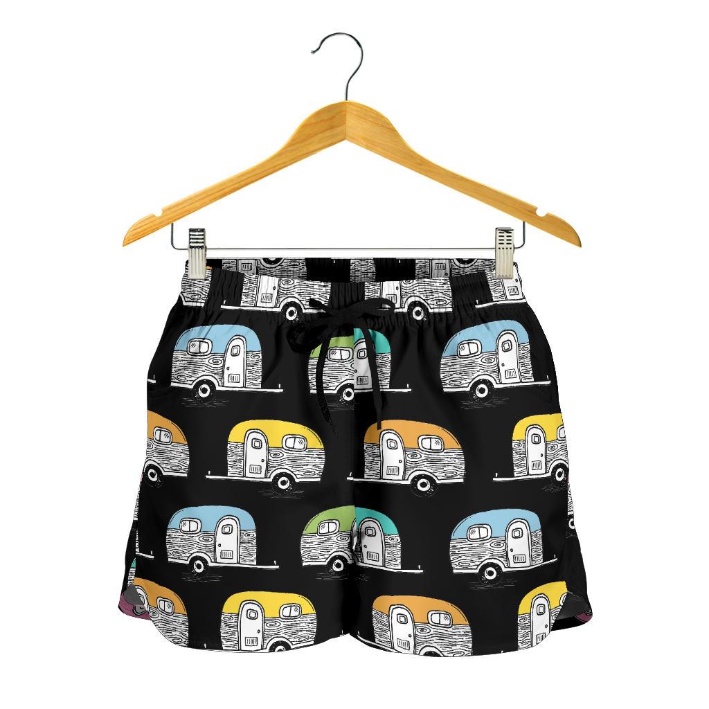 Camper Pattern Camping Themed No 2 Print Women Shorts-JTAMIGO.COM