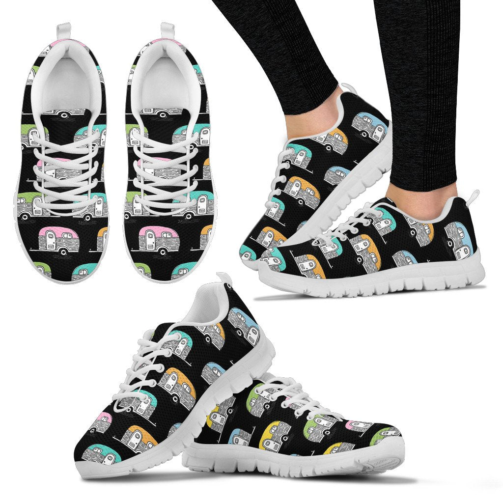 Camper Pattern Camping Themed No 2 Print Women Sneakers Shoes