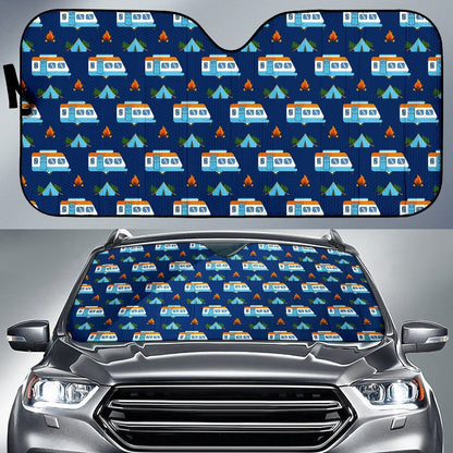 Camper Pattern Camping Themed No 3 Print Car Sun Shade For Windshield