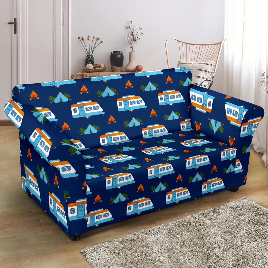 Camper Pattern Camping Themed No 3 Print Loveseat Slipcover-JTAMIGO.COM