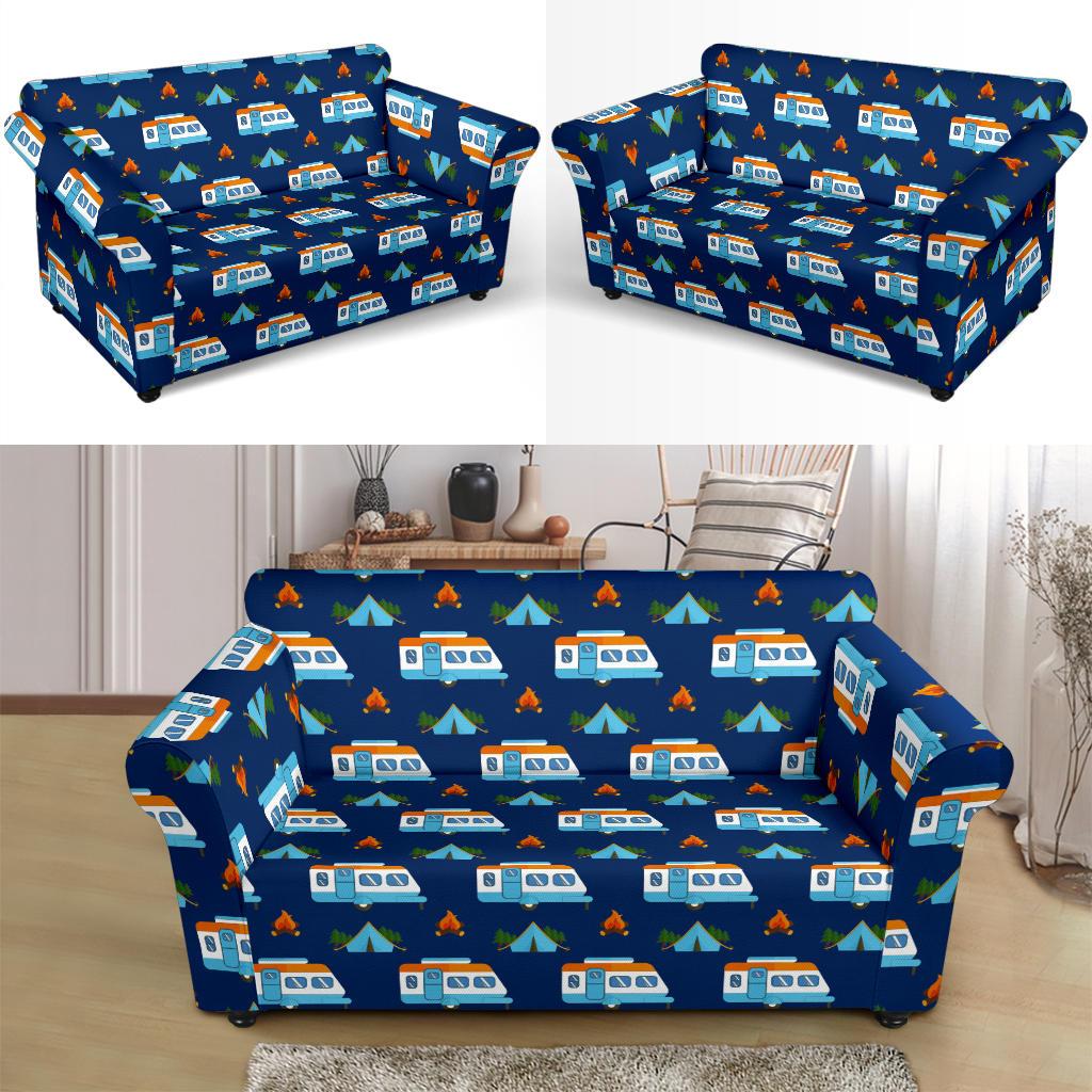 Camper Pattern Camping Themed No 3 Print Loveseat Slipcover-JTAMIGO.COM