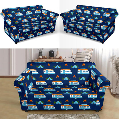 Camper Pattern Camping Themed No 3 Print Loveseat Slipcover-JTAMIGO.COM