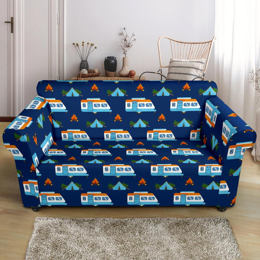 Camper Pattern Camping Themed No 3 Print Loveseat Slipcover-JTAMIGO.COM
