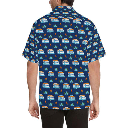 Camper Pattern Camping Themed No 3 Print Men Aloha Hawaiian Shirt