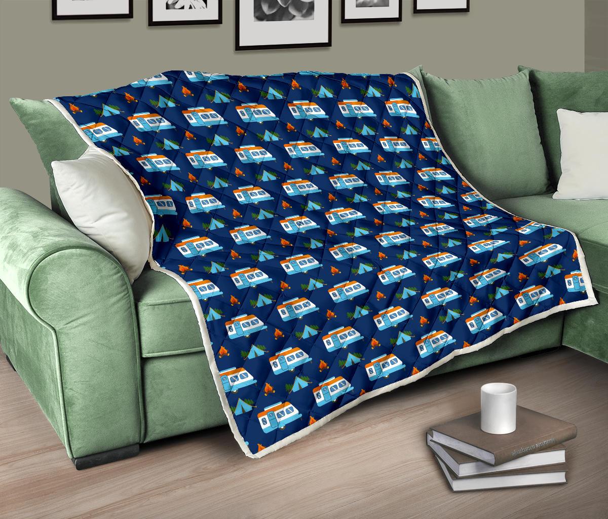 Camper Pattern Camping Themed No 3 Print Premium Quilt-JTAMIGO.COM