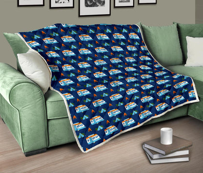 Camper Pattern Camping Themed No 3 Print Premium Quilt-JTAMIGO.COM