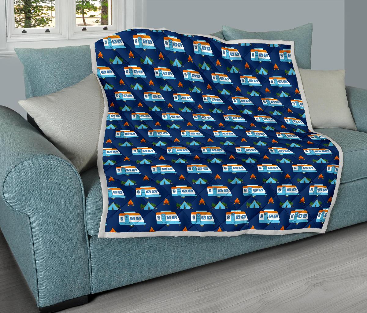 Camper Pattern Camping Themed No 3 Print Premium Quilt-JTAMIGO.COM