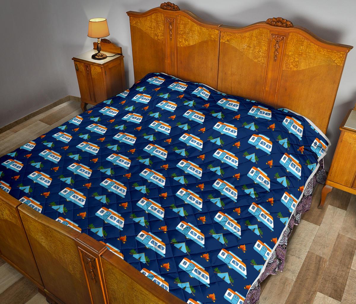 Camper Pattern Camping Themed No 3 Print Premium Quilt-JTAMIGO.COM