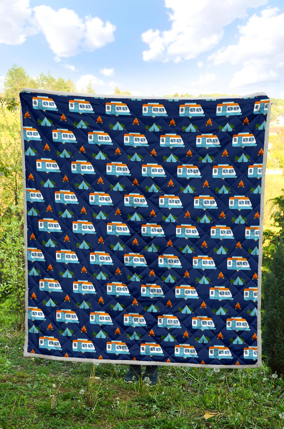Camper Pattern Camping Themed No 3 Print Premium Quilt-JTAMIGO.COM