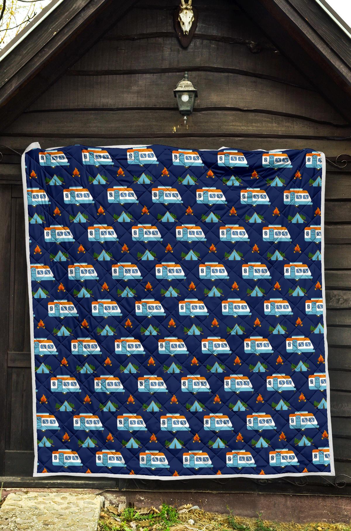 Camper Pattern Camping Themed No 3 Print Premium Quilt-JTAMIGO.COM