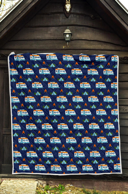 Camper Pattern Camping Themed No 3 Print Premium Quilt-JTAMIGO.COM
