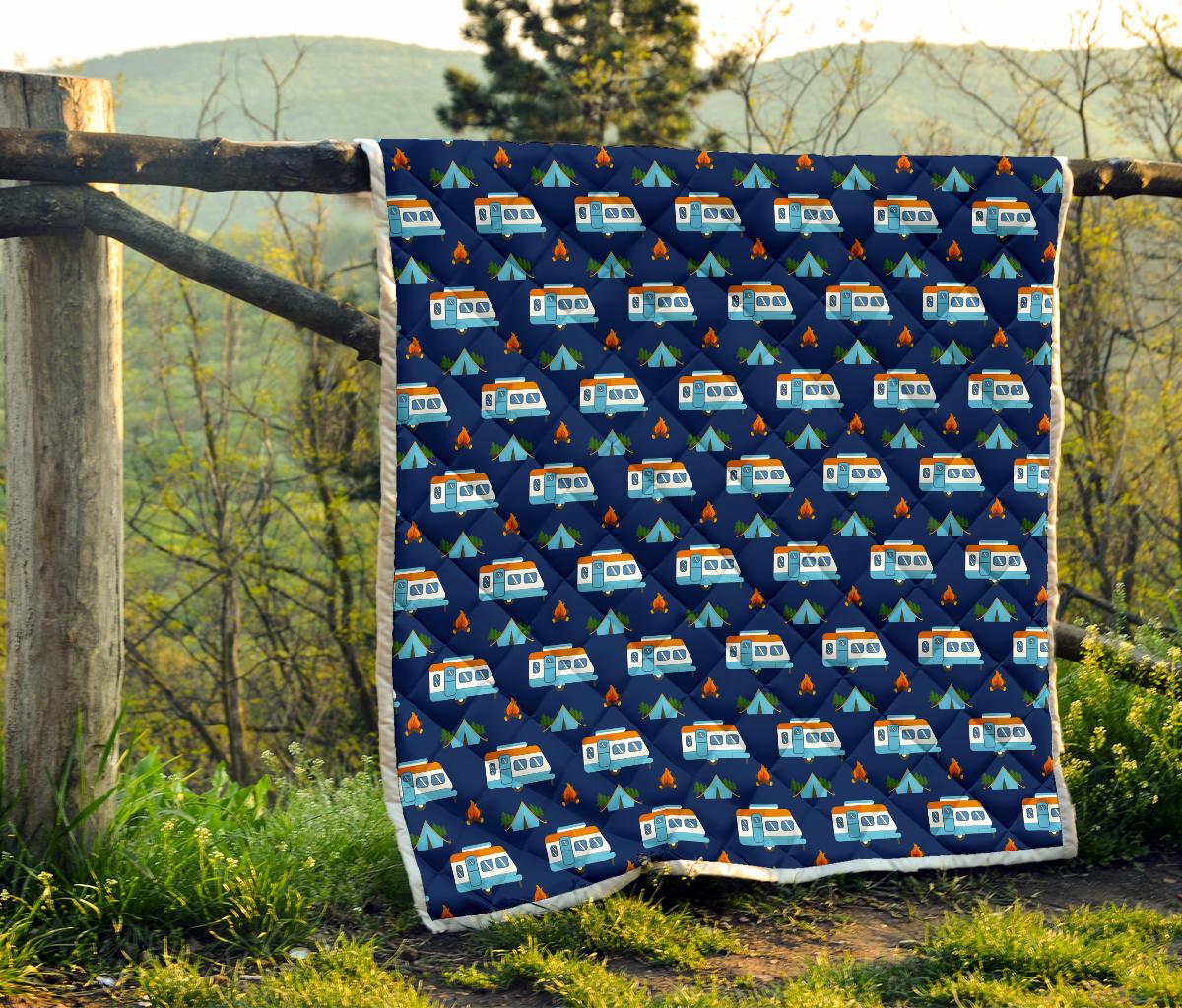 Camper Pattern Camping Themed No 3 Print Premium Quilt-JTAMIGO.COM
