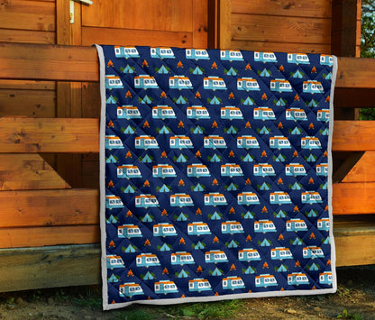 Camper Pattern Camping Themed No 3 Print Premium Quilt-JTAMIGO.COM