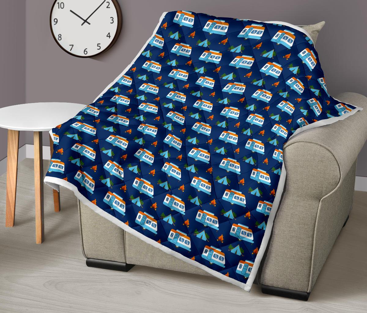 Camper Pattern Camping Themed No 3 Print Premium Quilt-JTAMIGO.COM
