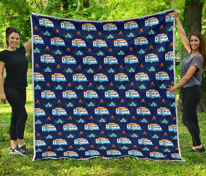 Camper Pattern Camping Themed No 3 Print Premium Quilt-JTAMIGO.COM