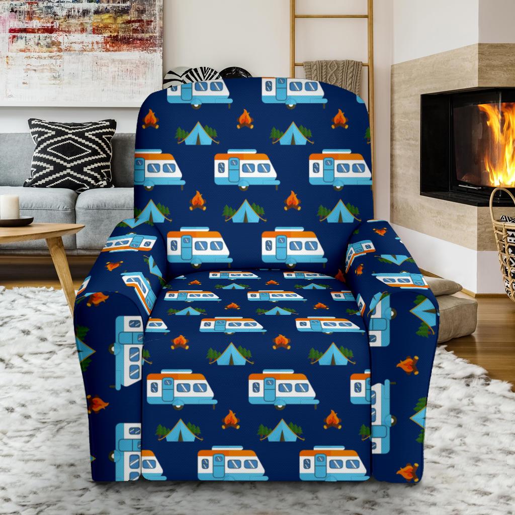 Camper Pattern Camping Themed No 3 Print Single Sofa Slipcover -JTAMIGO.COM