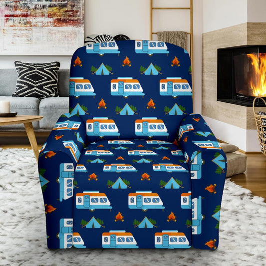 Camper Pattern Camping Themed No 3 Print Single Sofa Slipcover -JTAMIGO.COM