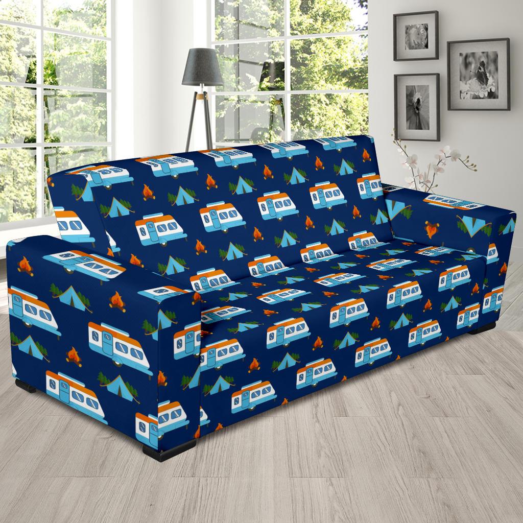 Camper Pattern Camping Themed No 3 Print Sofa Slipcover-JTAMIGO.COM