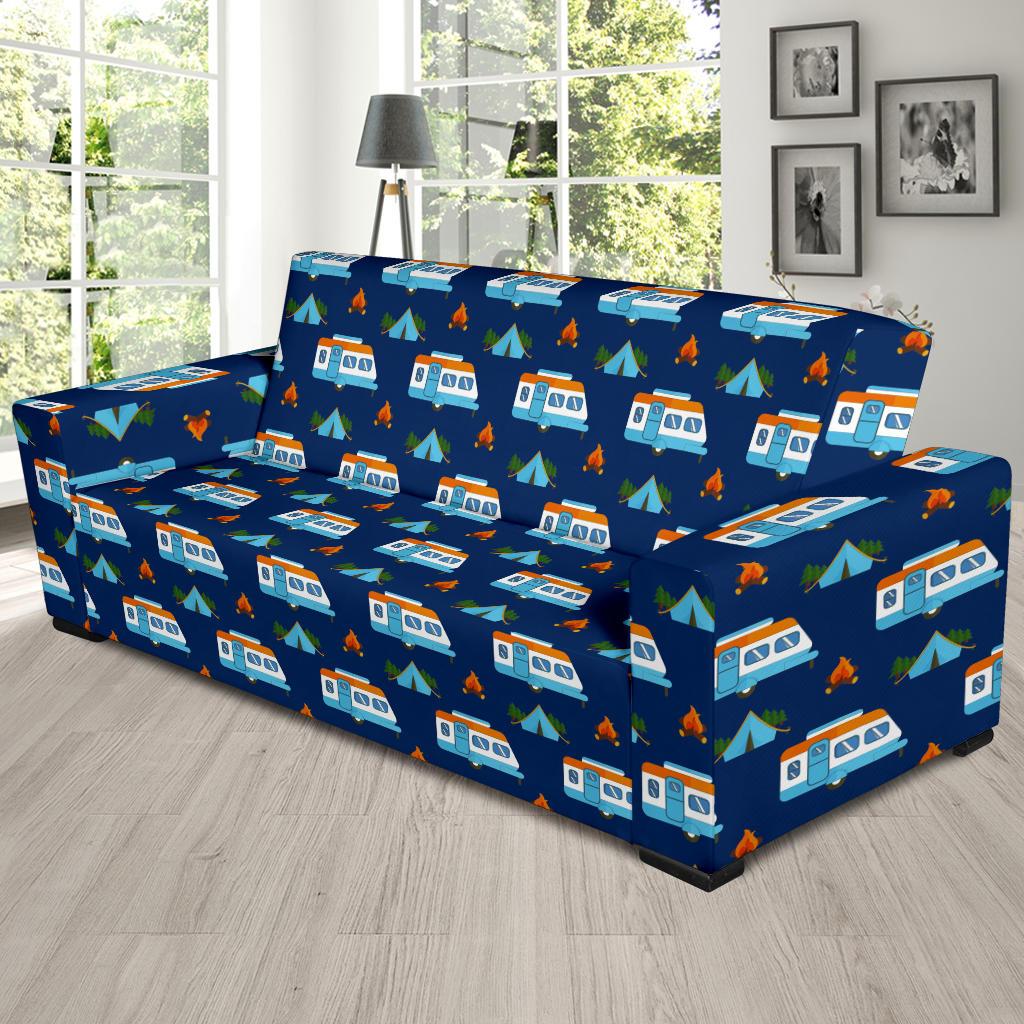 Camper Pattern Camping Themed No 3 Print Sofa Slipcover-JTAMIGO.COM