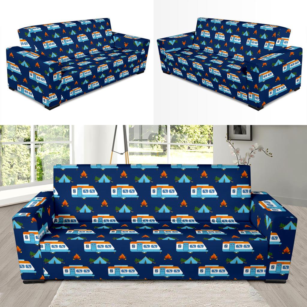 Camper Pattern Camping Themed No 3 Print Sofa Slipcover-JTAMIGO.COM