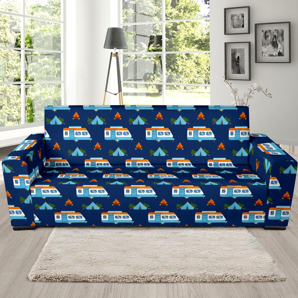 Camper Pattern Camping Themed No 3 Print Sofa Slipcover-JTAMIGO.COM