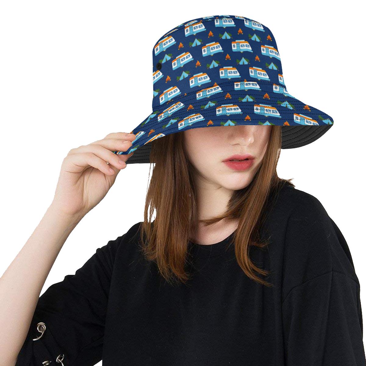 Camper Pattern Camping Themed No 3 Print Unisex Bucket Hat