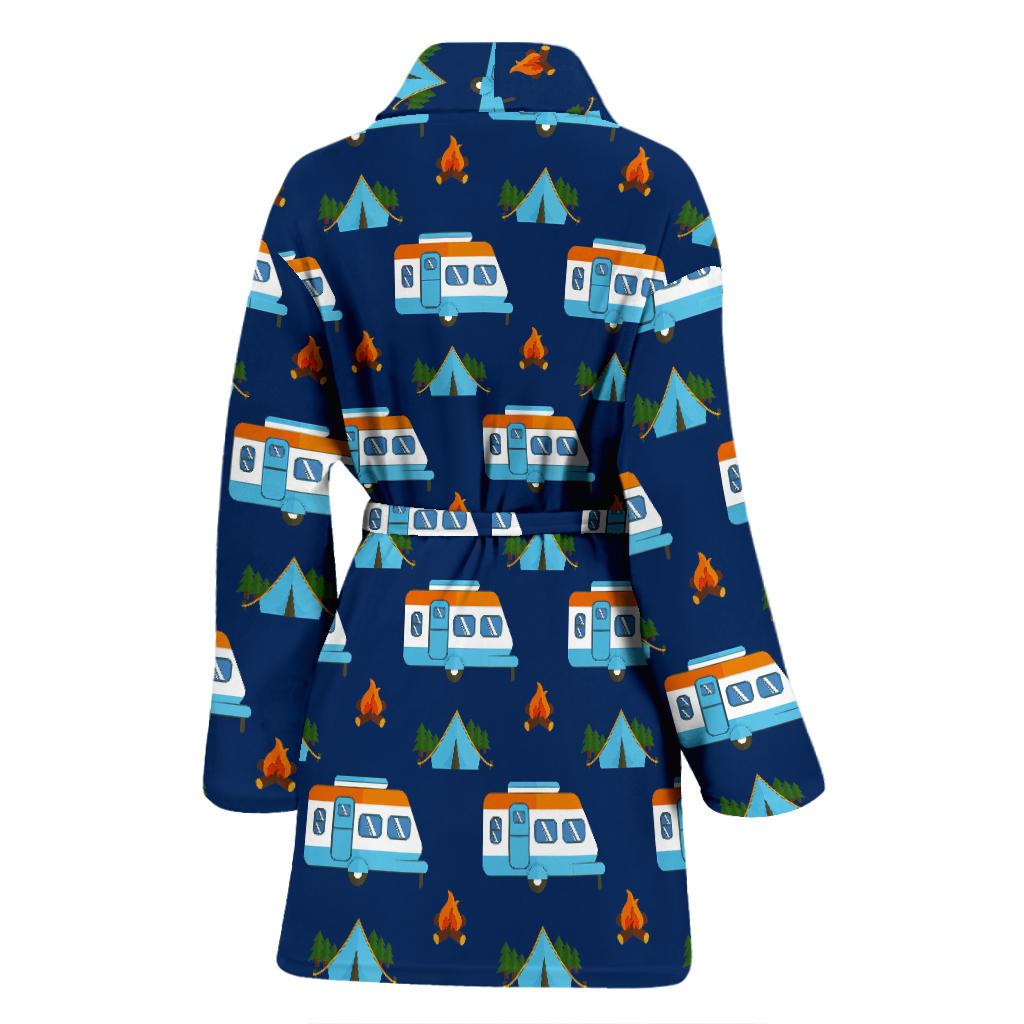 Camper Pattern Camping Themed No 3 Print Women Bath Robe-JTAMIGO.COM