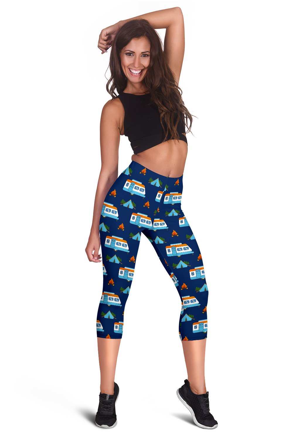 Camper Pattern Camping Themed No 3 Print Women Capris